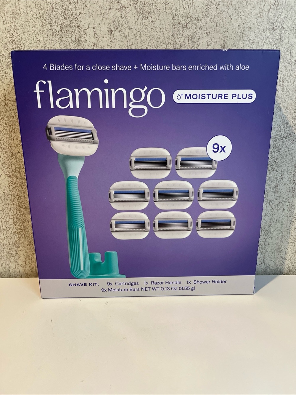 Flamingo Moisture Plus Women’s Razor Kit with 9 Cartridges Razor Handle & Holder